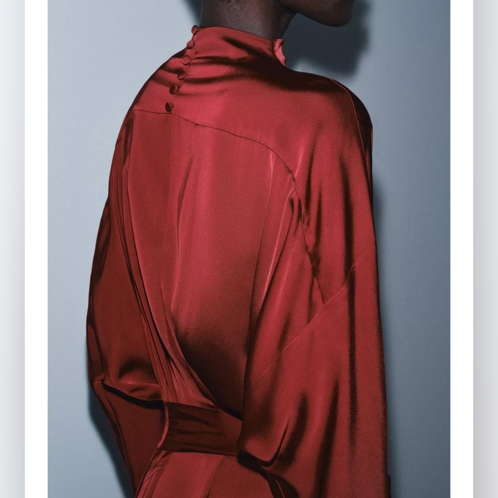 Zara SATIN EFFECT TIED DRESS ZW COLLECTION - Picture 3 of 6